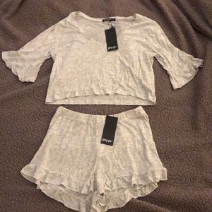 Nasty Gal - Melange Frill detail short lounge set